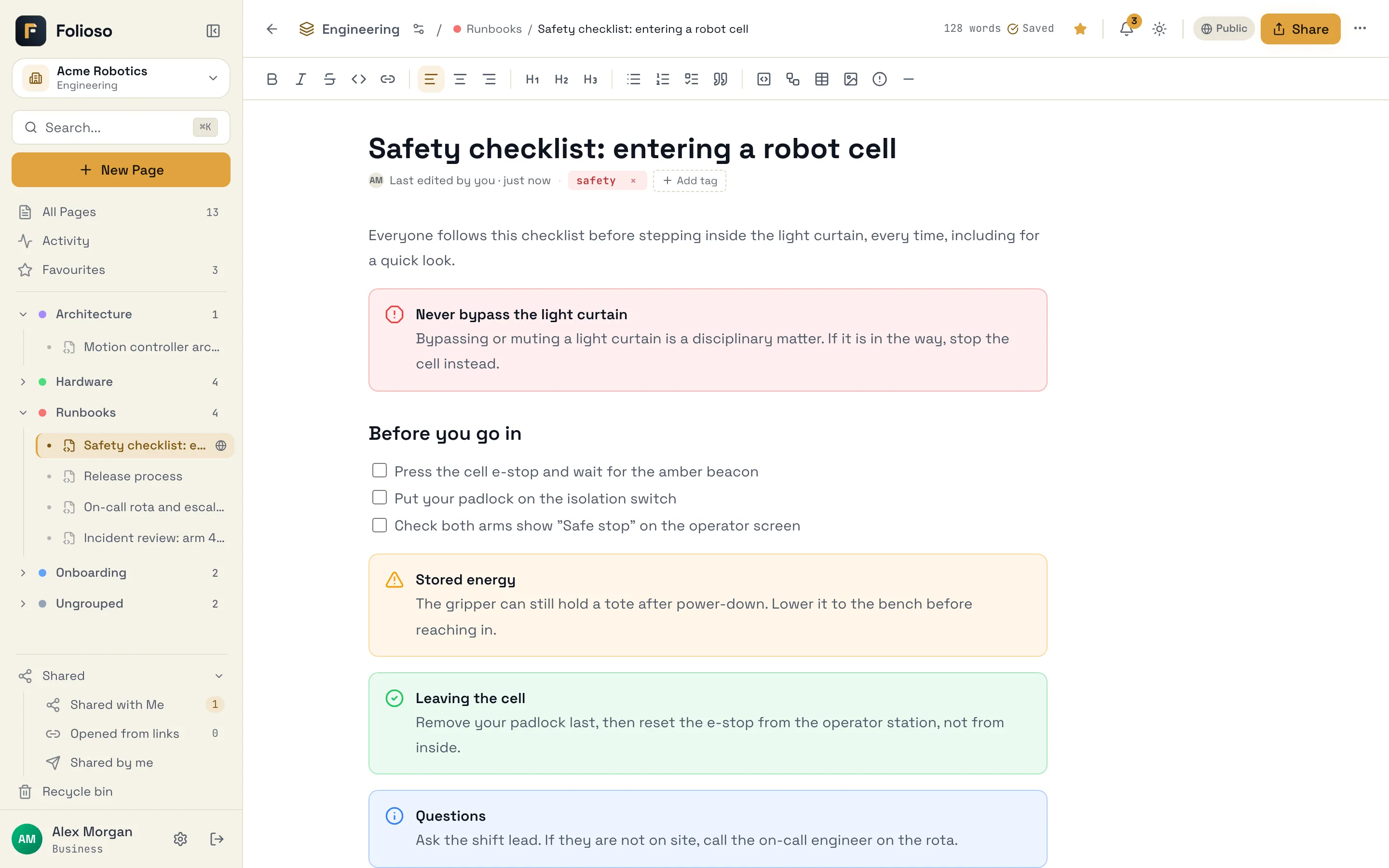 A page with error, warning, success and info alert boxes, each with a title