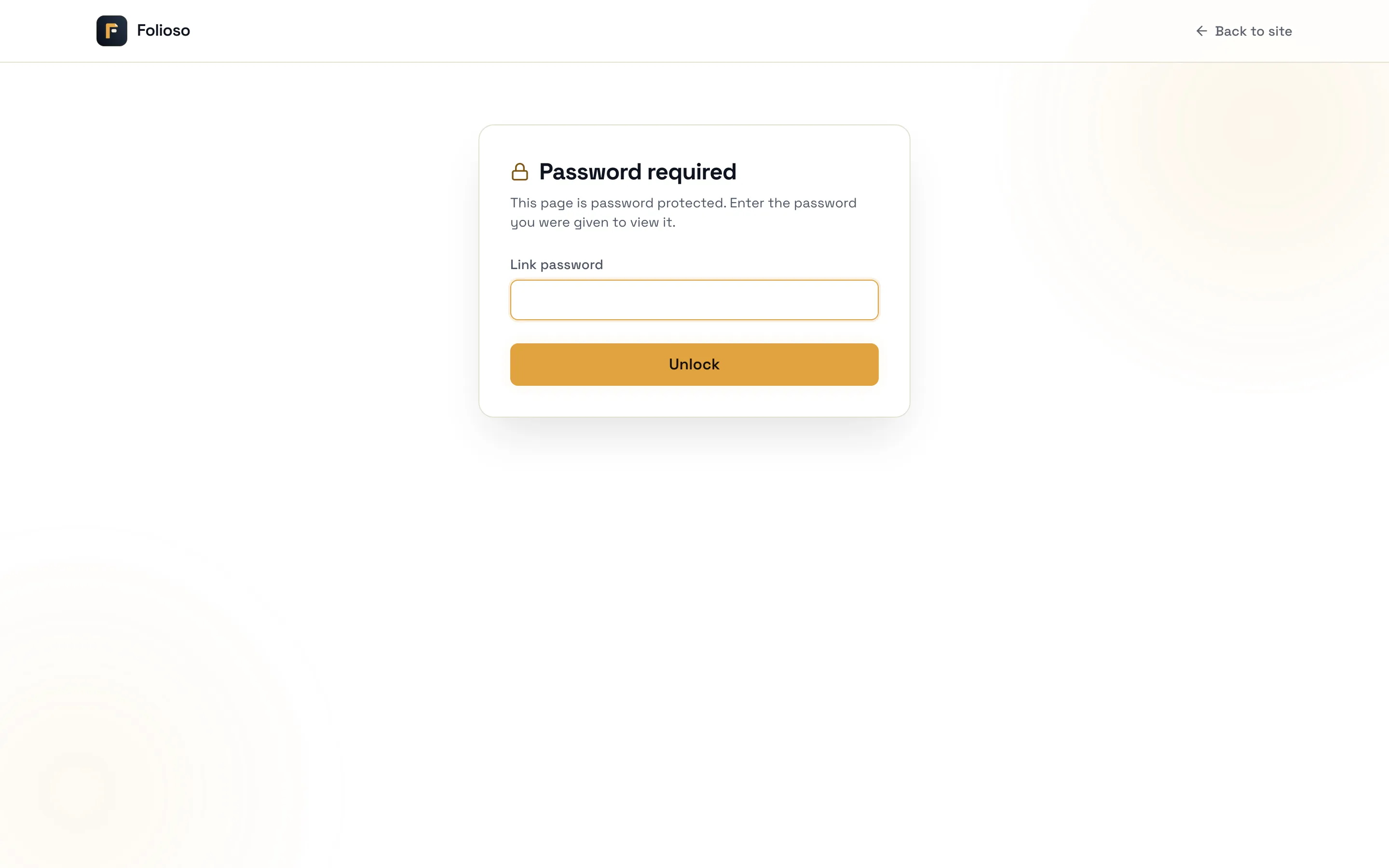 The Password required screen of a protected public link, with Link password and Unlock